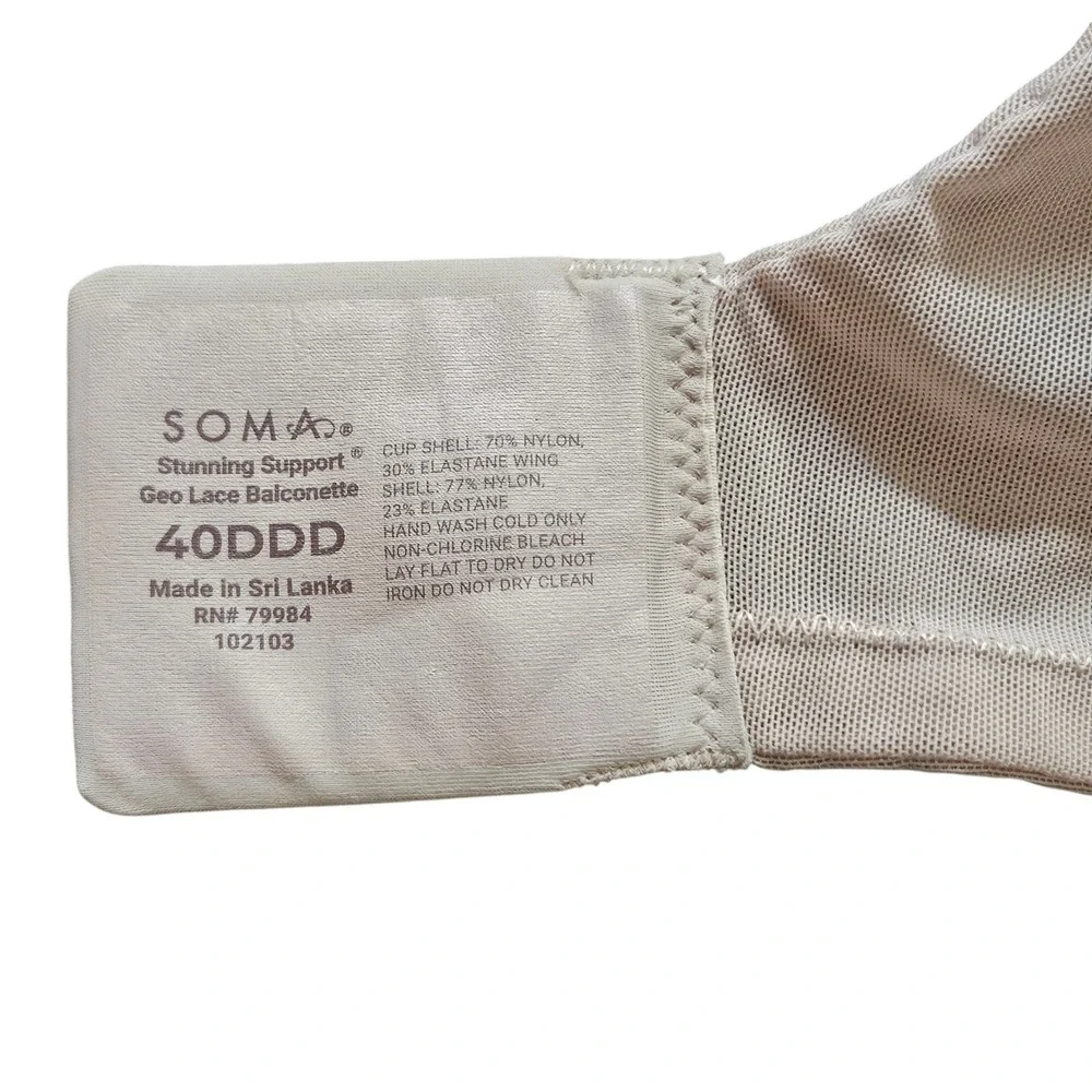 Soma‎ Stunning Support Geo Lace Balconette Bra Nude Beige 40DDD 102103